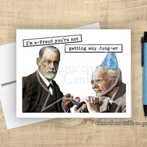 Cartão de aniversário engraçado "Freud e Jung", cartão para cientistas
