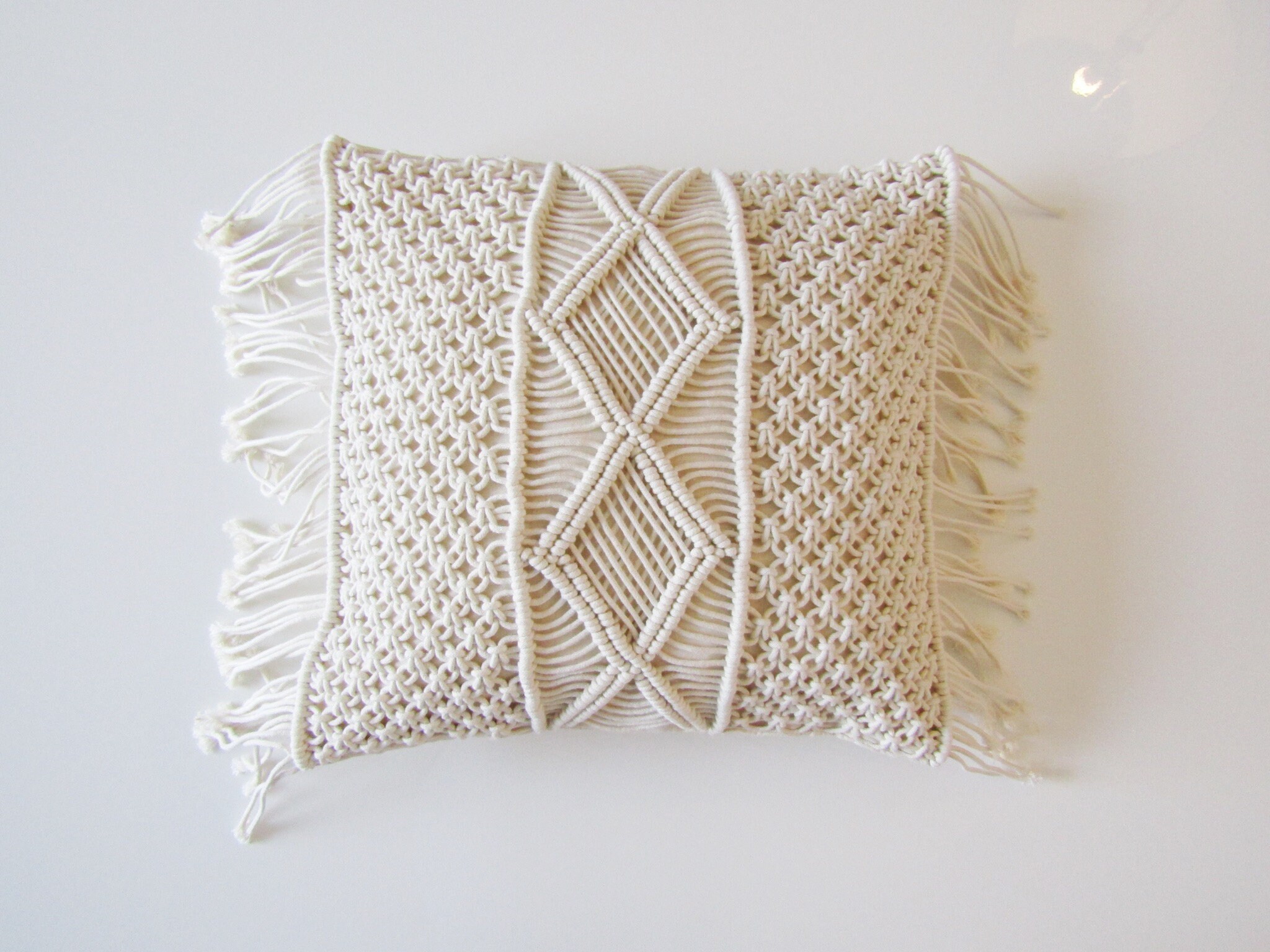The Macrame Square Macrame Cushion Macrame Pillow Boho Etsy