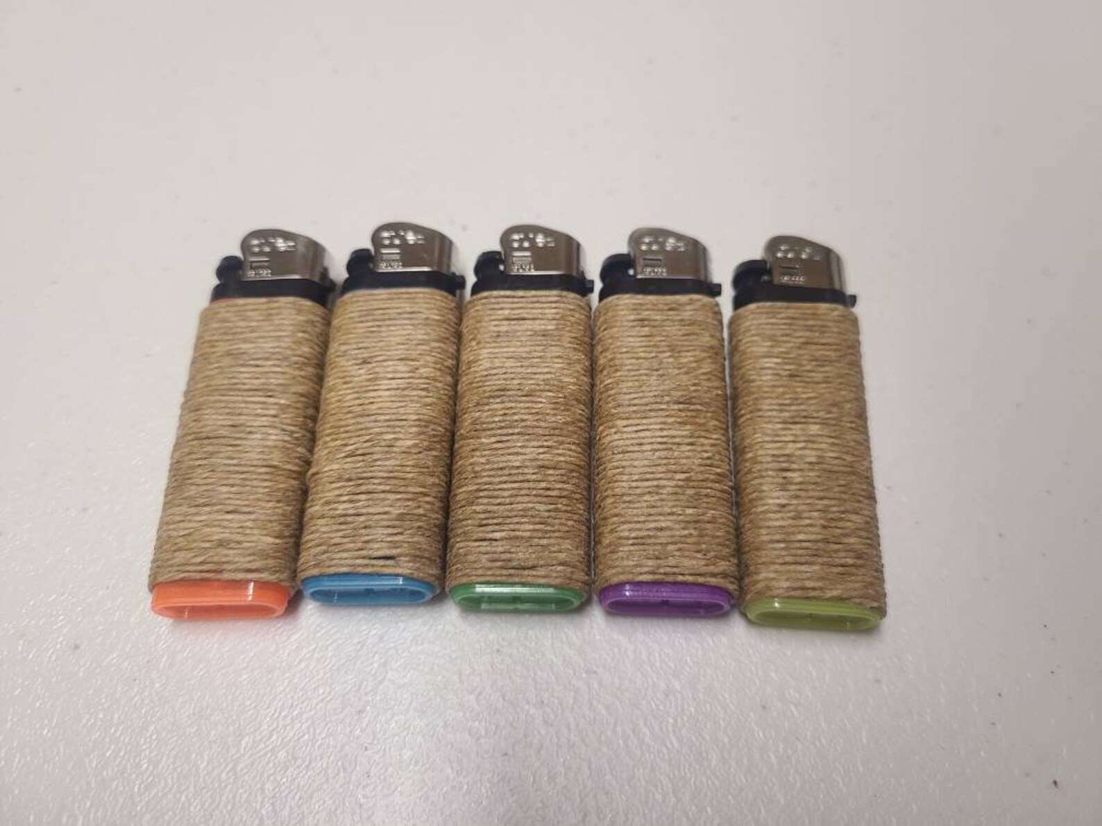 5 Organic Hemp Wick Wrapped Lighters Etsy