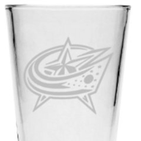 Columbus Blue Jackets inspired hand etched pint glass, NHL, Hockey, Blue Jackets, Ice Hockey, fan fare, gift