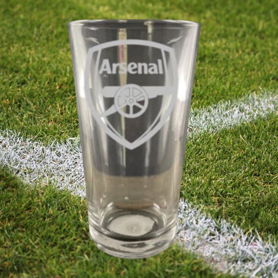 Premier League Arsenal F.C., Man U inspired etched pint glass, soccer, sports, soccer fan, etched pint, custom gift