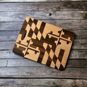 Maryland state flag cutting board, charcuterie board serving tray.