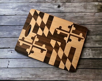 Maryland state flag cutting board, charcuterie board serving tray.