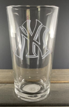 New York Yankees Inspired Hand Etched Pint Glass, Beer Mug, Baseball ...