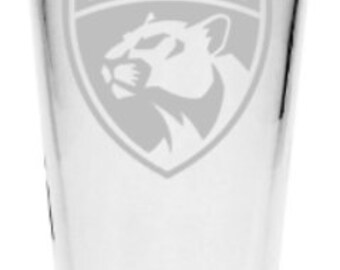 Florida Panthers inspired etched pint glass, hockey lover, hockey fan, pint glass etched glass,gift
