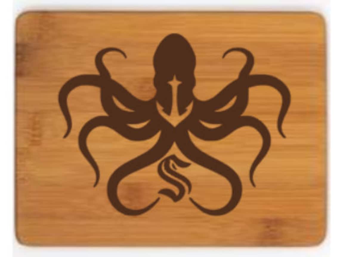 Seattle Kraken Inspired Wood Burnt Small Cutting Board Etsy