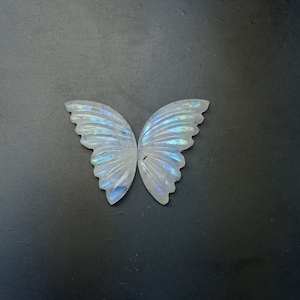 RAINBOW MOONSTONE Gemstone Carving : Natural Untreated Unheated Moonstone Hand Carved BUTTERFLY Pair