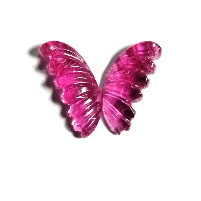 Tourmaline Natural Red Pink Tourmaline Hand Carved Butterfly Wings Gemstone Size 12X5.5mm 1 Pair 2.8 Carat AAAA Genuine and natural Stone.