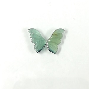 Blue - Green  TOURMALINE Gemstone Carving : Natural Untreated Unheated Watermelon Pink Tourmaline Hand Carved BUTTERFLY Pair