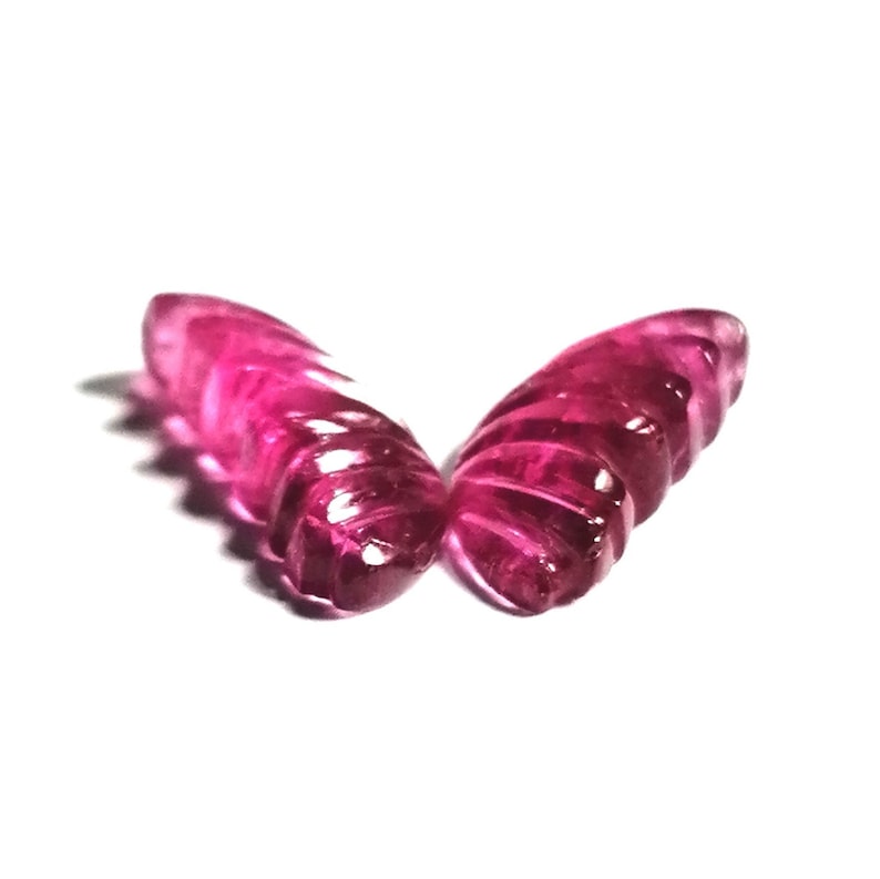 Tourmaline Natural Red Pink Tourmaline Hand Carved Butterfly Wings Gemstone Size 12X5.5mm 1 Pair 2.8 Carat AAAA Genuine and natural Stone.