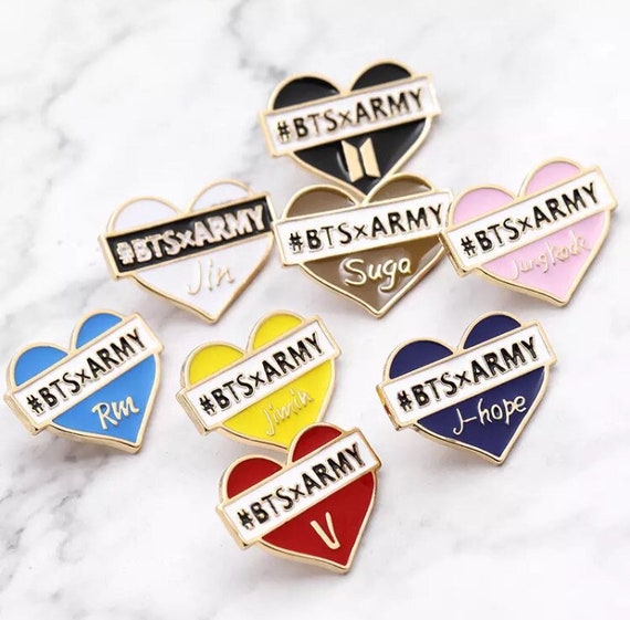 Bts X Army Heart Pin Bts Pin Bts Enamel Pin Bts Backpack Etsy