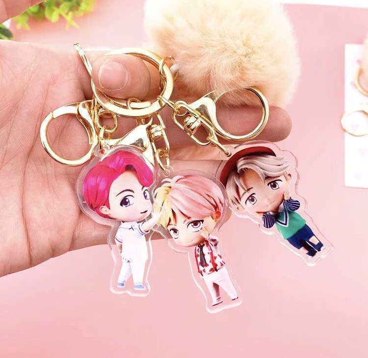 BTS keychain BTS pom pom keychain bangtan boys cartoon key Etsy