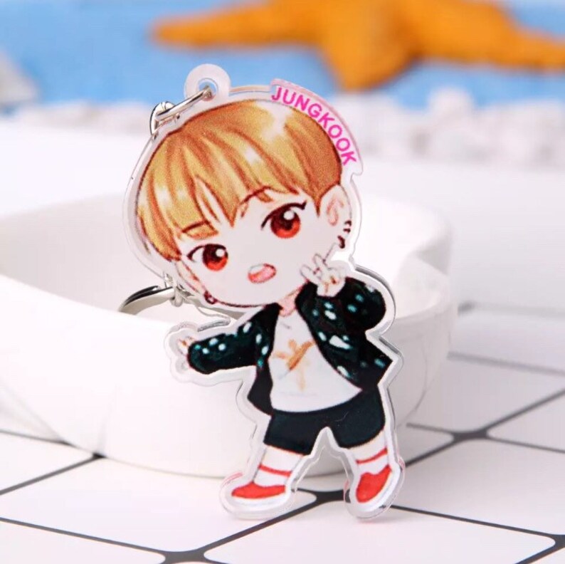 BTS keychain bts illustrated keyring bts character keychain Etsy