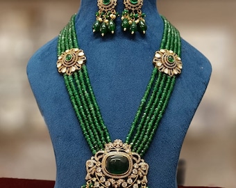 Inspiré de Sabyasachi, mariage indien Bollywood pakistanais lourd nuptiale premium moissanite couleur Monalisa pierre magnifique collier ras de cou