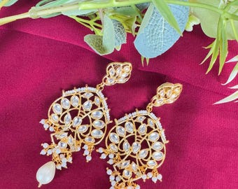 Kundan Earrings /Sonam Kapoor Earrings/ Matte gold Earrings/Kundan Chandbali/ Indian Earrings/ Pearl/Pakistani Earrings / Statement Earrings