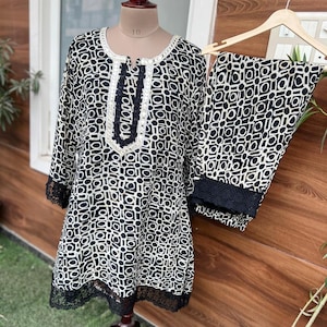 Werkkoordset dames georgettekant met broek Koordenset voor dames 2-delige top-/broekkleding damesset dagelijks comfortabel combi-set