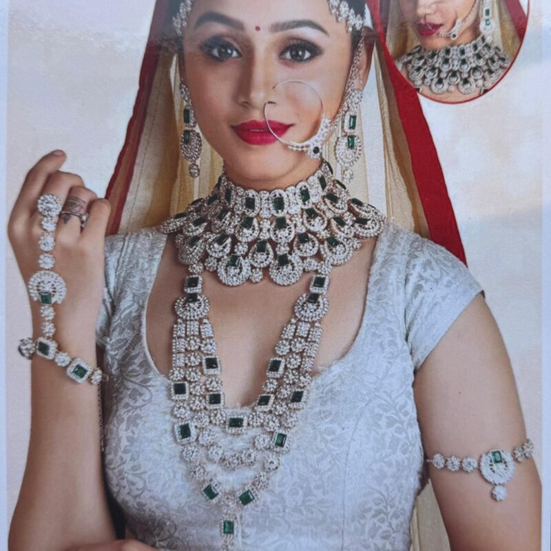 Set Di Gioielli Etnici Da Sposa Alla Moda Indiana Tradizionale Di - Foto 3