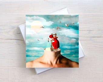 Imaginative card, with envelope, postcard art, pictures poetry, surreal art, birthday card special, unusual