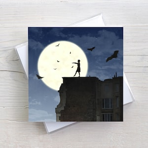 Nachteulen Faltkarte, Briefumschlag, Vollmond Nacht, Schlafwandler, poetische Bilder, Bilder mit Mond, Bilder für die Seele, Traum Bilder
