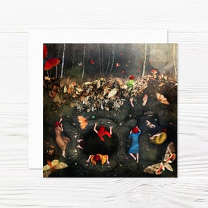 Fine Art Klappkarte, Kunstpostkarte, quadratisch, mit Briefumschlag, braun, Natur, Wachstum, Fotocollage, 'Germination'