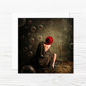 Kunstpostkarte, Klappkarte, fantasievoll, mit Umschlag, Fotokunst, surreal, Frau, 'Thick Skin'