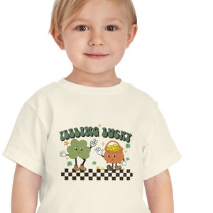 Feeling Lucky Toddler Shirt, Retro St Patrick&#39;s Day Tee, Cute Natural Irish Kids Shirt, Toddler St Patricks Day Shirt