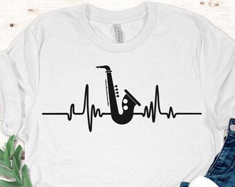 Saxophone Heartbeat Shirt - Best Sax Player Saxophonist Gift