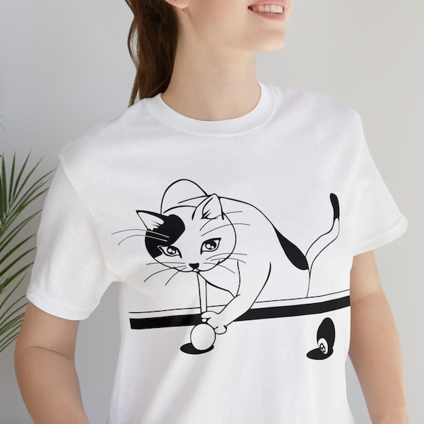 Cat Playing Billiards Pool Shirt, I Love Cats And Billiards Shirt, Men Graphic T Shirt, Women Funny Shirts,Music Tee Shirts Women