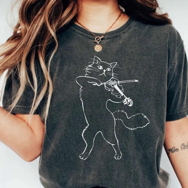 Cat Playing Violin Shirt, I Love Cats and Violin, Violin Shirt, Violin Teacher Appreciation