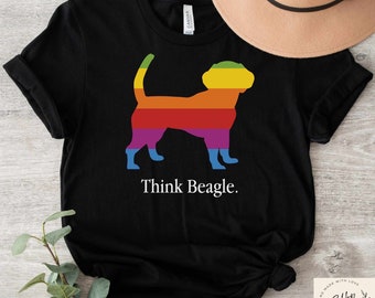 Think Beagle T-shirt, Beagle Mom Shirt for Dog Mom,  Beagle Lover Tee, Beagle Mom Gift, Beagle Mom Tshirt