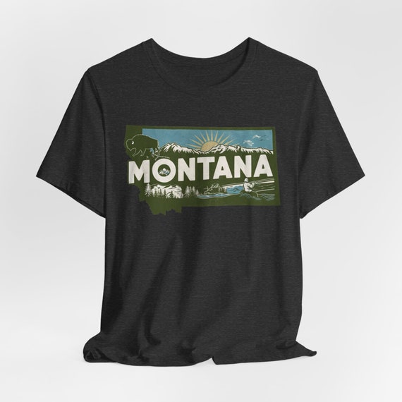 Montana State Fishing Tee With State Outline Montana State Fishing Tee With State Outline