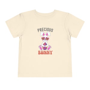 Precious Bunny Toddler Tshirt - Retro Easter Kids Shirt - Girls Natural Tee
