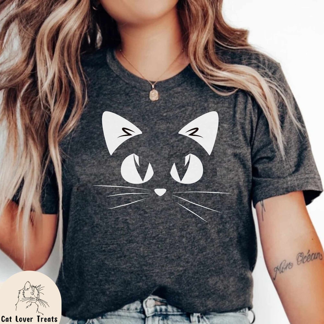 Cat Face Shirt, Funny Cat Shirt, Gift for Cat Owner, Cat Lover Tee Etsy