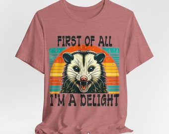 First Of All I'm A Delight Shirt, Cute Sarcastic Shirt, Sarcastic Self Love Hoodie, Angry Possum Tee, Gift For Best Friend, Possum Lover