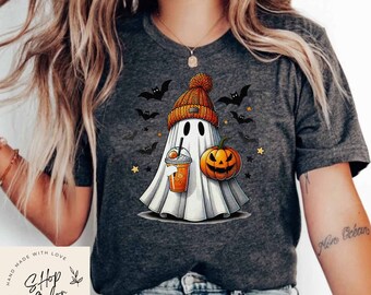 Cute Halloween Shirt, Comfort Colors Halloween Ghost Shirt, Halloween Women's Shirt, Spooky Season Shirt, Trick or Treat Shirt, Pumpkin