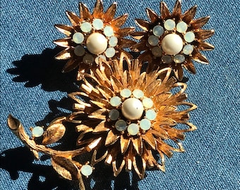 Vintage Signed Reg 267 and 269 Opaline Crystal Faux Pearl