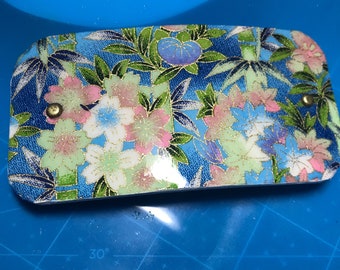 Handmade French clip hair barrette for medium to thick hair. Measures 4x2. Bamboo and flowers