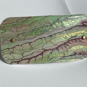 Handmade painted French clip hair barrette for medium to thick hair. Measures 4x2.