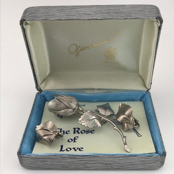 Vintage Giovanni Silver Tone MCM “Rose Of Love”  … - image 8