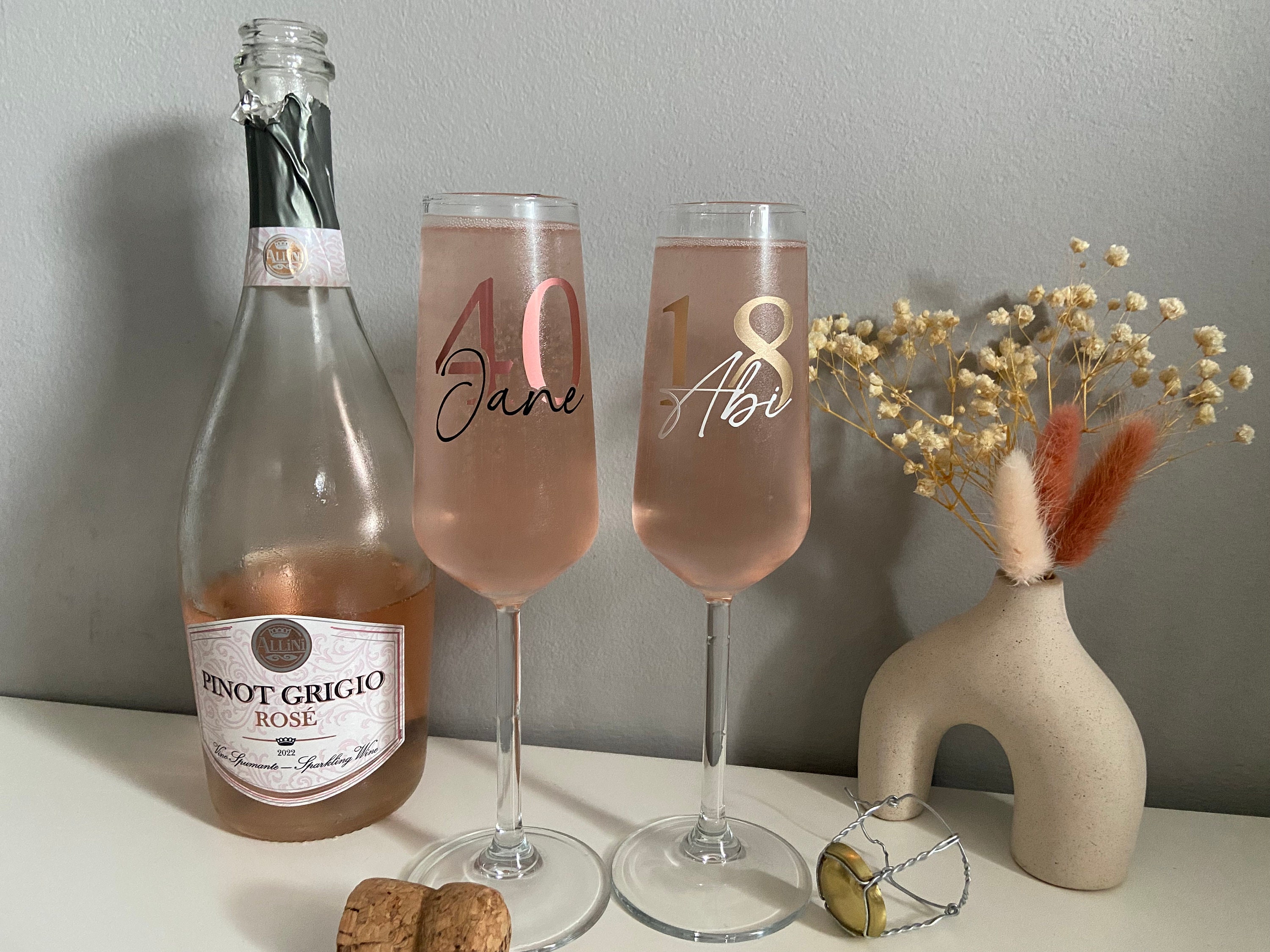 Personalised Birthday Prosecco Glass, Champagne flute, For Friend, Gift Ideas, Milestone Birthday Gift, 18th,21st,30th,40th,50th,60th,70th