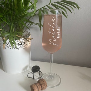 Luxury Personalised Champagne Flute, Hen Party, Bridesmaid Gifts, Gift ideas for her, Bridesmaid Proposal, Modern Prosecco, Bride glass.