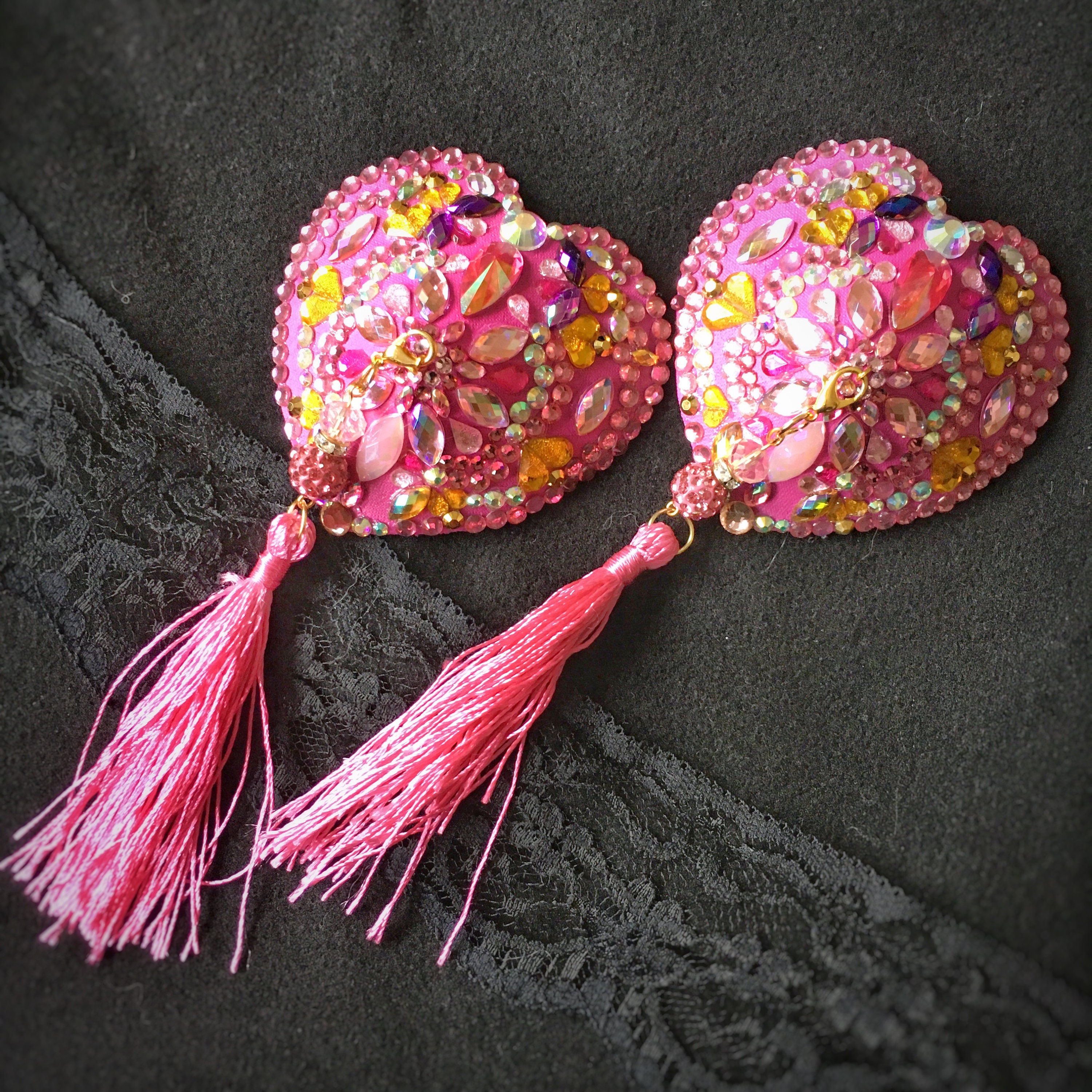 Hot Pink Heart Nipple Pasties Glitter Nipple Pasties Hot Pink Nipple