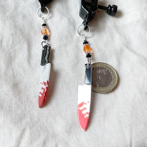 Bloody Knife Heavy Nipple Clamps, Halloween Nipple Clamps