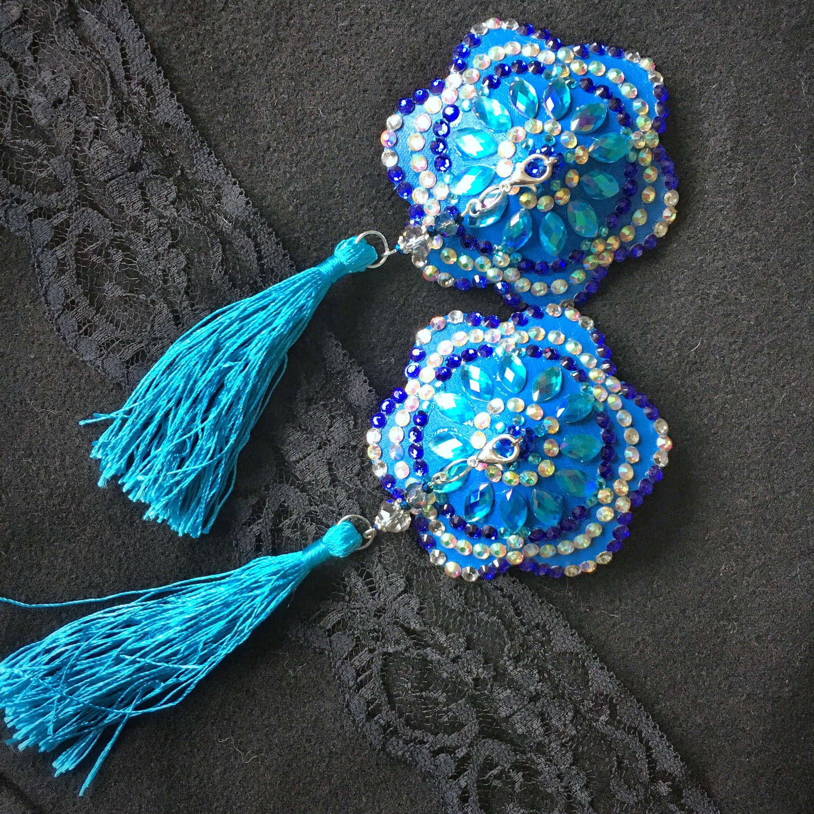 Aqua Blue Flower Nipple Pasties Glitter Nipple Pasties | Etsy