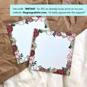 5 x 5 pouces Blue Floral Notepad, Floral Memo Pad, Grand bloc-notes vierge, Bloc-notes mignons, To Do List Notepad, Daily Notepad, Planner Notepads