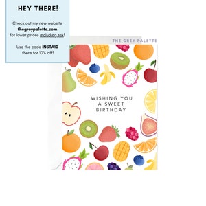 Carte d’anniversaire de fruits, Carte d’anniversaire sucrée, Carte d’anniversaire colorée, Carte d’anniversaire de nourriture, Carte d’anniversaire Food Pun, Carte d’anniversaire d’été