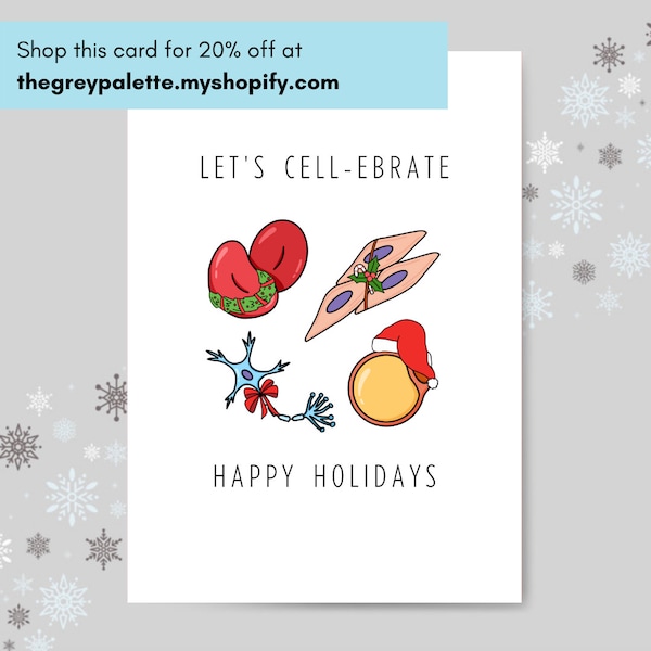 Let's Cellebrate, Funny Science Christmas Card, Biology Christmas Card, Science Jokes Christmas Card, Science Holiday Card, STEM Card