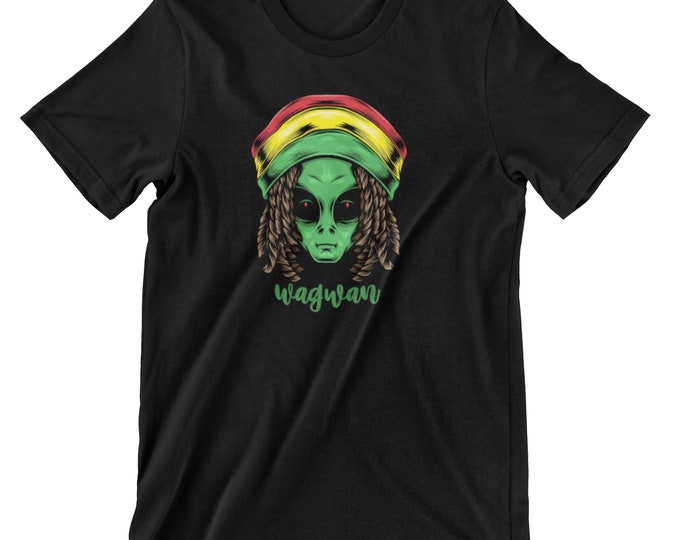 Cedi Wear Alien Rastafarian Wagwan Funny Unisex Heavyweight Cotton T-shirt