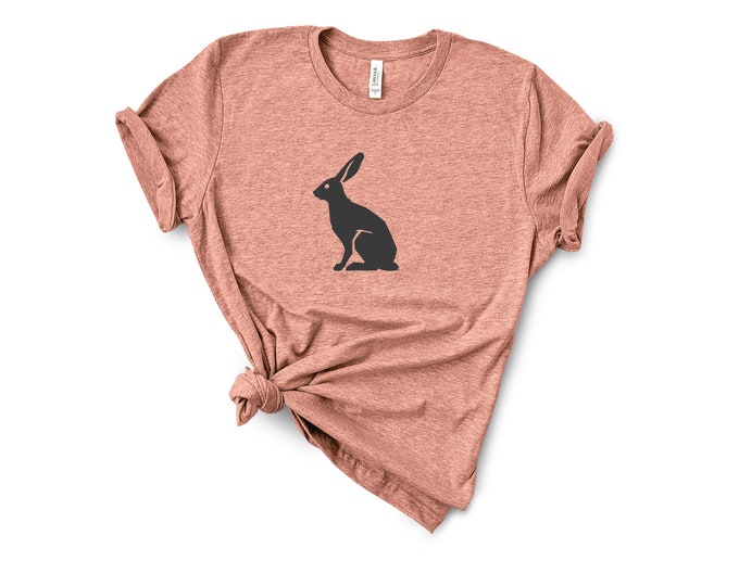 Rabbit T-Shirt, Wild Rabbit T-Shirt, Animal T-Shirt, Silhouette Rabbit T-Shirt, Monochrome Rabbit T-Shirt