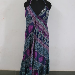 Boho Strand Maxikleid, langes Seidenkleid für Frauen, ethnisches Tunika Seidenkleid, fließendes Seiden-Maxikleid, lockere Passform Boho Hippie Kleid Abendkleid